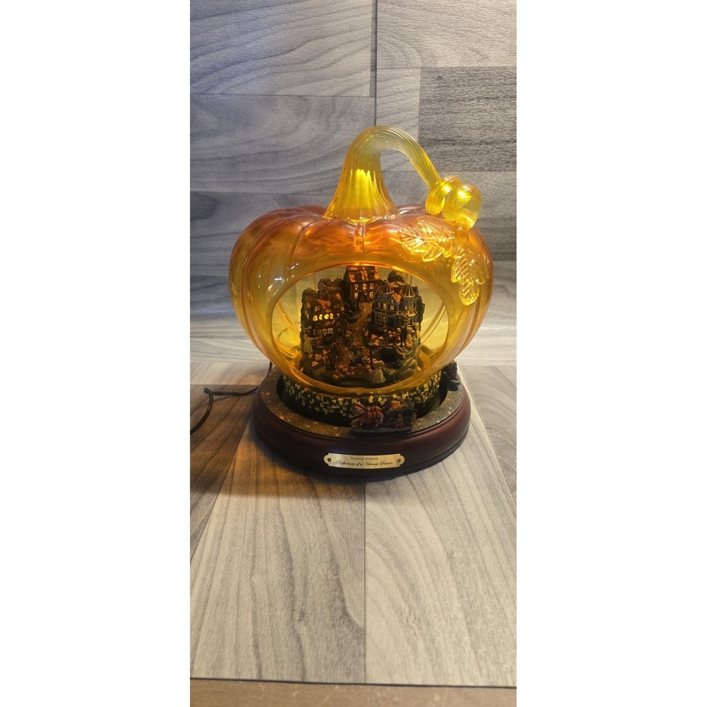 Thomas Kinkade Illuminated Glass Pumpkin Reflections Of A Harvest Season Art